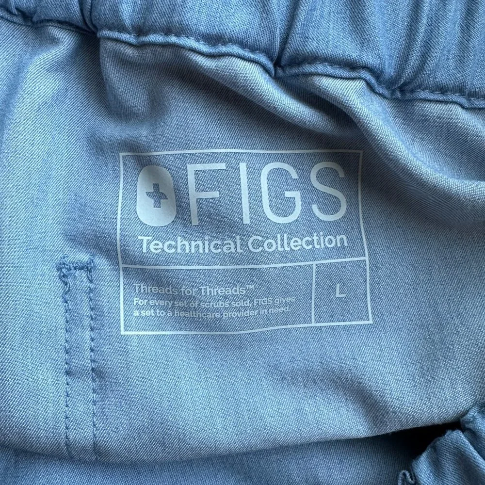 FIGS Technical Collection Bottom Scrubs In Blue Color Straight Leg Sz L